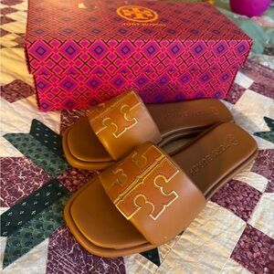 Tory Burch Double T Sport Slide Napa Leather